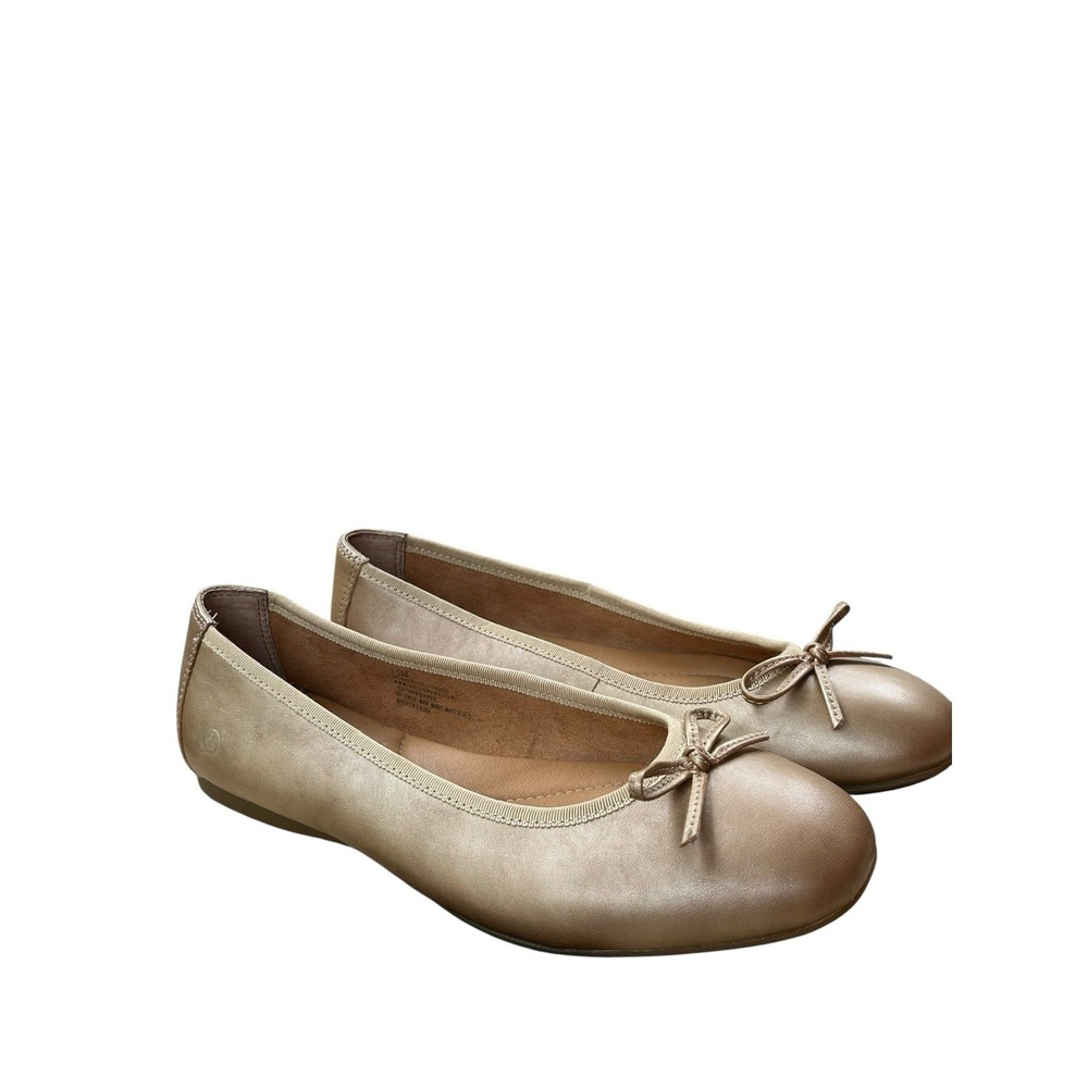 Born‎ Brin Gold Metallic Leather Ballet Flat Shoes, Size 7.5M